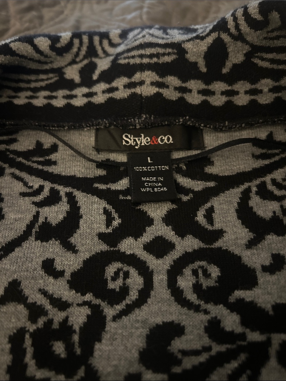 Black & Gray Open-Front Jacquard Cardigan Jacket - Picture 3 of 3